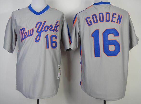 New York Mets 16 Dwight Gooden throwback grey baseball mlb jersey