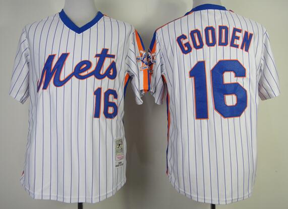 New York Mets 16 Gooden White stripe mlb jerseys