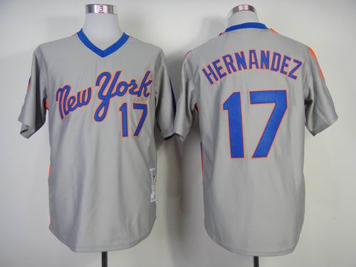 New York Mets 17 Hernandez Grey MEN BASEBALL MLB Jersey