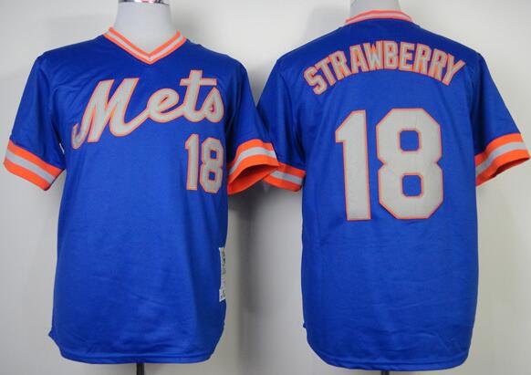 New York Mets 18 Darry Strawberry blue throwback mlb jersey