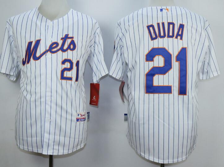 New York Mets 21 Lucas Duda white blue stripe mlb baseball jersey