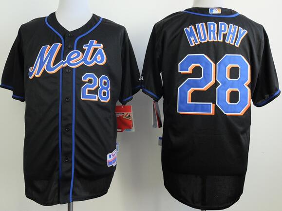 New York Mets 28 Daniel Murphy black majestic baseball jersey