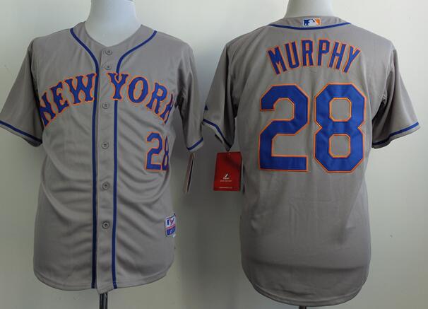 New York Mets 28 Daniel Murphy grey majestic baseball jersey