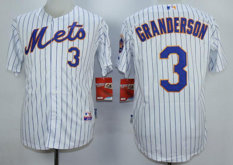 New York Mets 3 Curtis Granderson white blue stripe MLB Jerseys