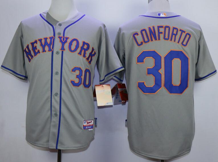 New York Mets 30  Michael Conforto grey men baseball mlb jersey