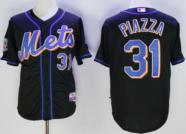 New York Mets 31 Mike Piazza black throwback mlb jersey