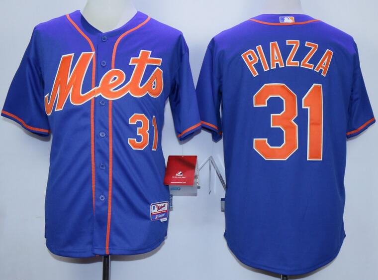 New York Mets 31 Mike Piazza blue throwback men baseball mlb jersey