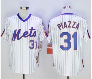 New York Mets 31 Mike Piazza white blue stripe throwback mlb jersey