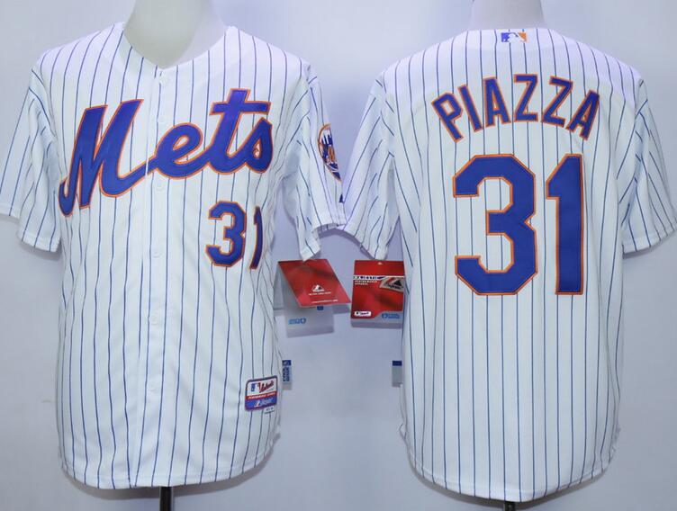 New York Mets 31 Mike Piazza white stripe throwback mlb jersey