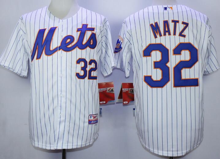 New York Mets 32 Steven Matz White Blue Strip MLB baseball Jerseys