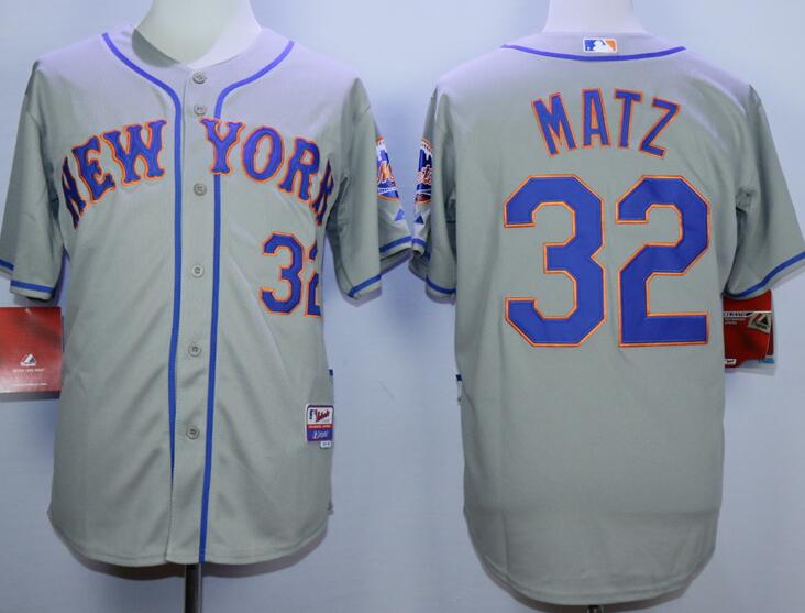 New York Mets 32 Steven Matz grey MLB baseball Jerseys
