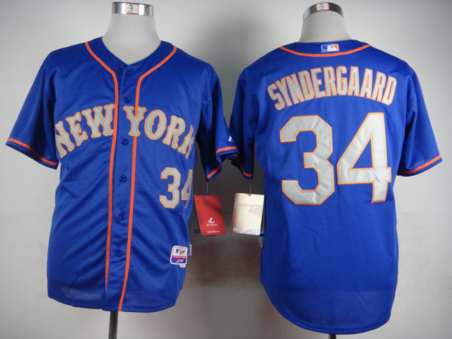 New York Mets 34 Noah Syndergaard blue baseball jerseys(1)