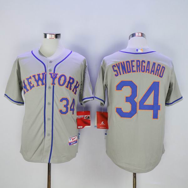 New York Mets 34 Noah Syndergaard gray baseball jerseys