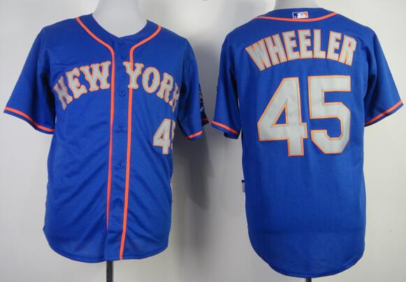 New York Mets 45 Zack Wheeler blue grey mlb baseball jerseys