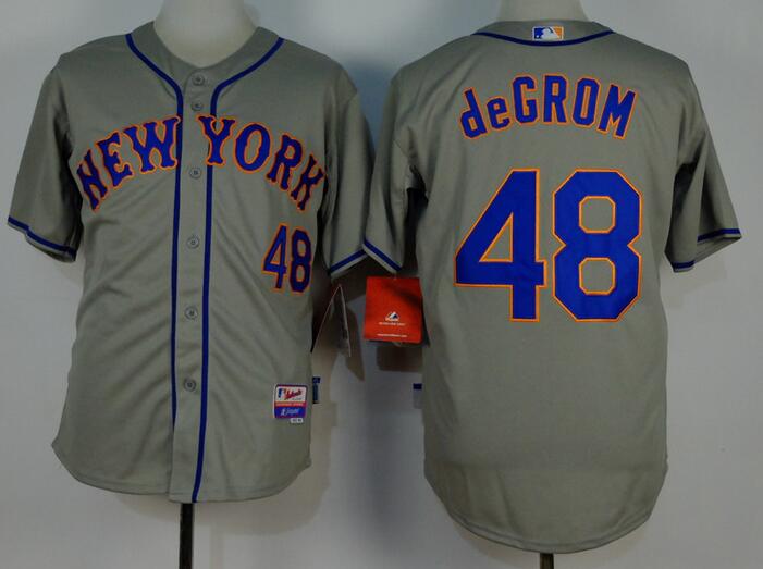 New York Mets 48 Jacob deGrom  grey men mlb baseball jerseys