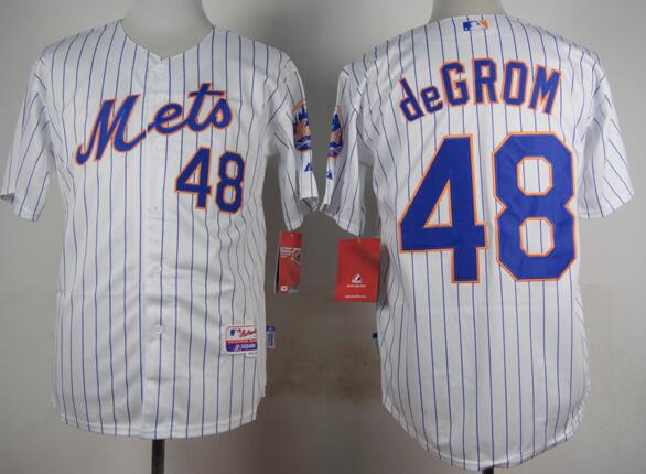 New York Mets 48 Jacob deGrom  white men mlb baseball jerseys