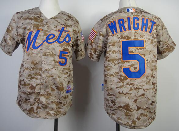 New York Mets 5 WRIGHT Grey camo mlb Jersey