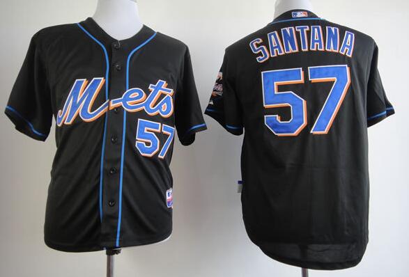 New York Mets 57 Johan Santana Black MLB Jersey