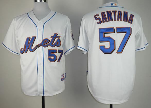 New York Mets 57 Johan Santana white men mlb baseball Jerseys