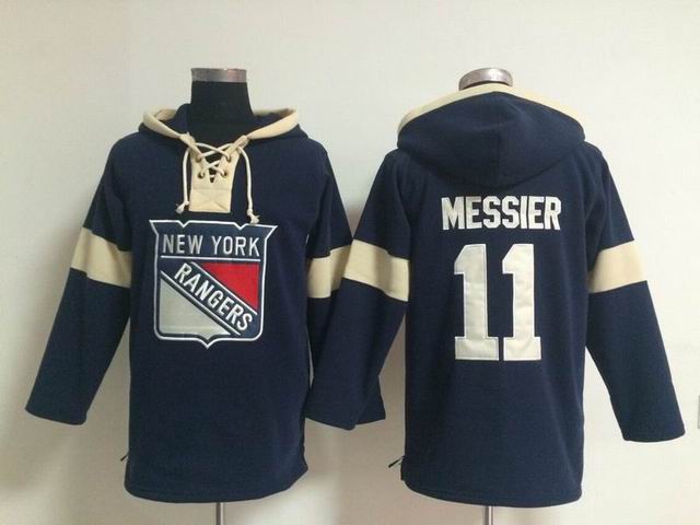 New York Rangers #11 Mark Messier dark Blue Ice Hockey Hooded Sweatshirt