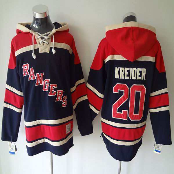 New York Rangers #20 Chris Kreider red dark blue Hockey Hooded Sweatshirt