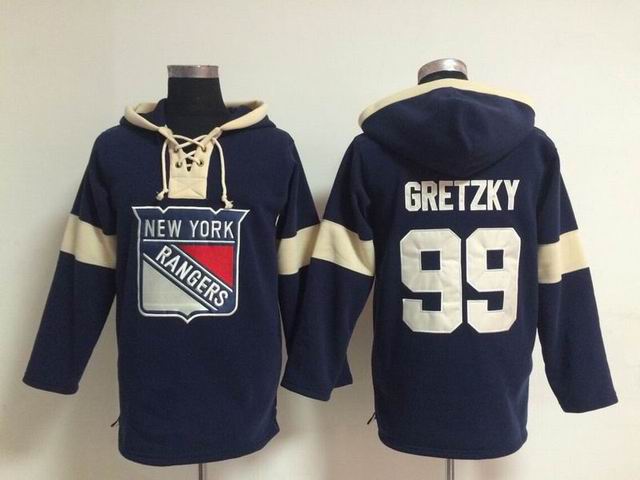 New York Rangers #99 Wayne Gretzky dark Blue Ice Hockey Hooded Sweatshirt