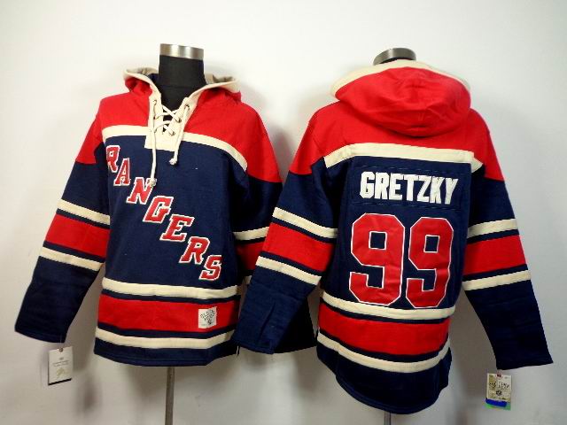 New York Rangers #99 Wayne Gretzky dark Blue red NHL Hooded Sweatshirt