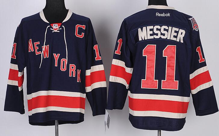 New York Rangers 11 Mark Messier Navy nhl ice hockey  jerseys