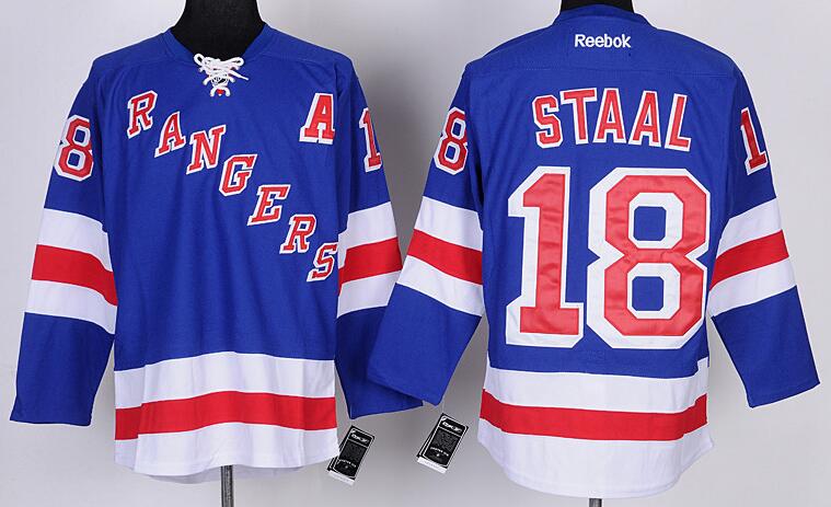 New York Rangers 18 Marc Staal blue nhl ice hockey  jerseys