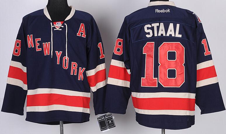 New York Rangers 18 Marc Staal dark blue nhl ice hockey  jerseys