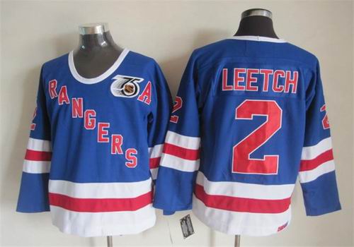 New York Rangers 2 Brian Leetch Blue nhl ice hockey  jerseys