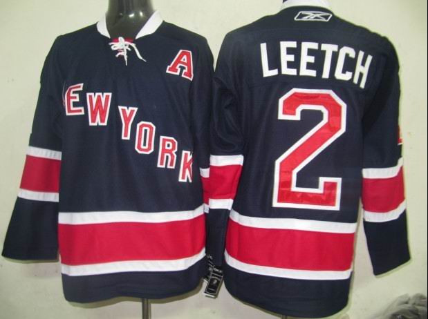 New York Rangers 2 Brian Leetch Dark BLUE 85th nhl ice hockey  jerseys