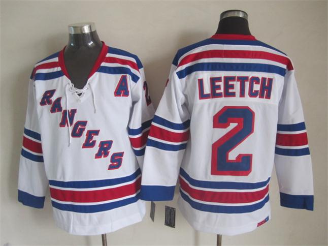 New York Rangers 2 Brian Leetch white nhl ice hockey jersey A patch