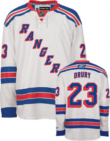 New York Rangers 23 Chris Drury White nhl ice hockey  jerseys