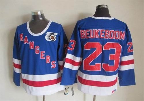 New York Rangers 23 Jeff Beukeboom Blue nhl ice hockey  jerseys