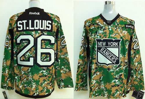 New York Rangers 26 Martin St. Louis green camo hockey jerseys