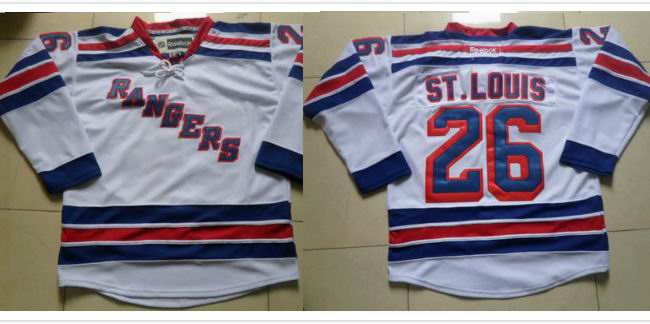 New York Rangers 26 Martin St. Louis white hockey jerseys