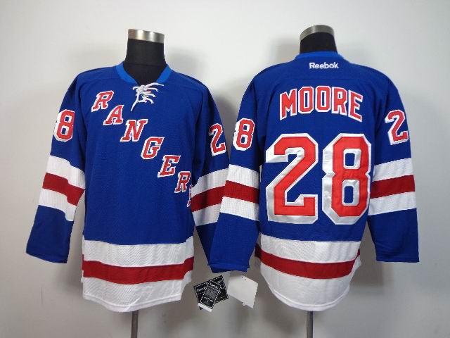 New York Rangers 28 Moore Blue nhl ice hockey  jerseys