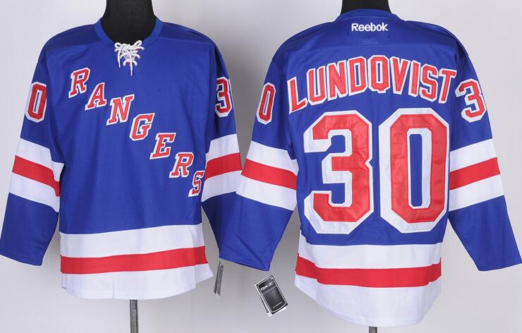 New York Rangers 30 Henrik  Lundqvist Blue  nhl  ice hockey   jerseys