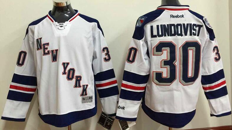 New York Rangers 30 Henrik Lundqvist White nhl hockey Jersey