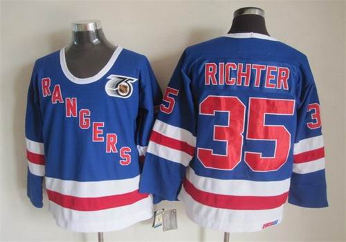 New York Rangers 35 Mike Richter Blue nhl ice hockey  jerseys