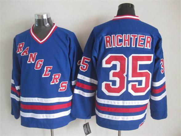 New York Rangers 35 Mike Richter blue ice hockey Jersey