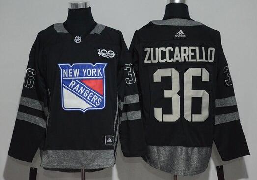 New York Rangers 36 Mats Zuccarello black 100th hockey nhl Jersey