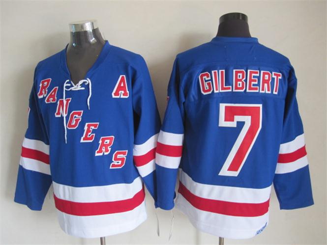 New York Rangers 7 Rod Gilbert Blue CCM nhl ice hockey  jerseys