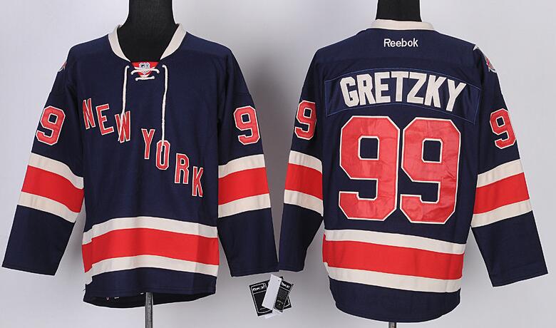 New York Rangers 99 GRETZKY Dark blue hockey jersey