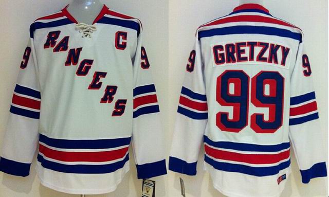 New York Rangers 99 Wayne Gretzky White hockey Jersey C patch