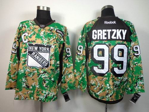 New York Rangers 99 Wayne Gretzky green camo NHL Jerseys