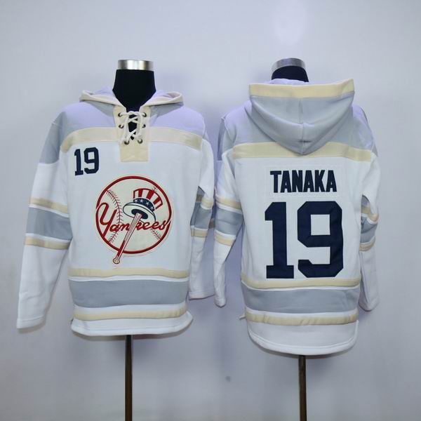 New York Yankees #19 Masahiro Tanaka white gray mlb baseball Hooded Sweatshirt