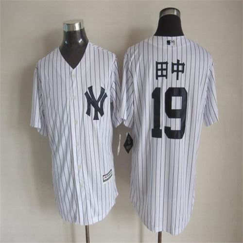 New York Yankees 19  田中 white baseball Jerseys