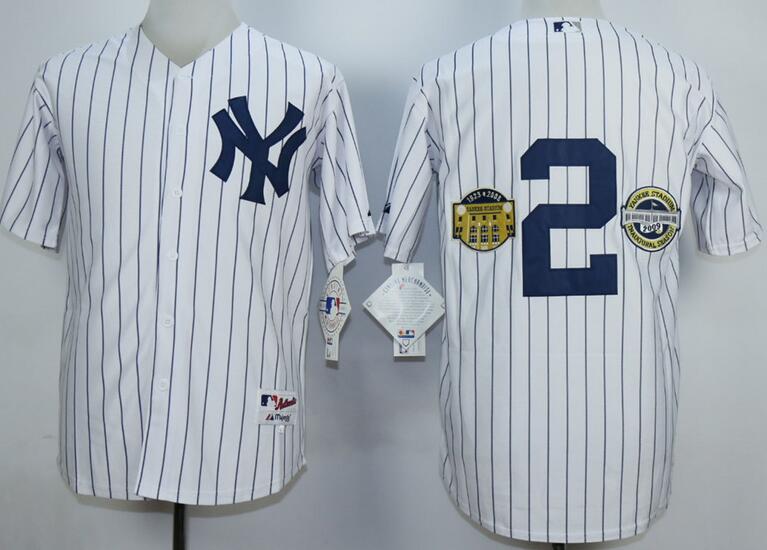 New York Yankees 2# Derek Jeter white blue stripe mlb jersey